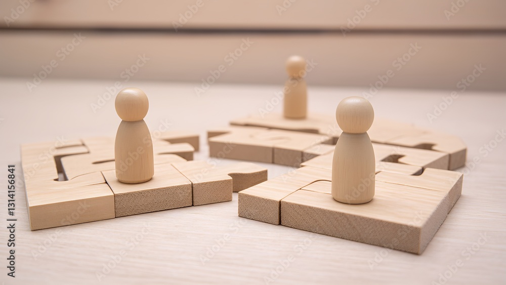 Poster strategic planning board game home office interactive activity minimalist setting top-down view prob