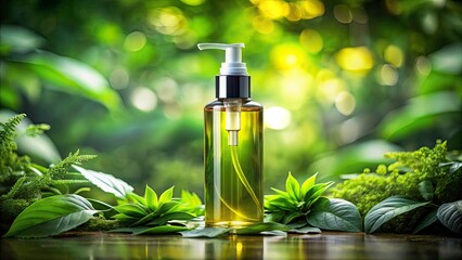 Tilt-Shift Cleansing Oil Bottle Photography: Monochrome Botanical Beauty