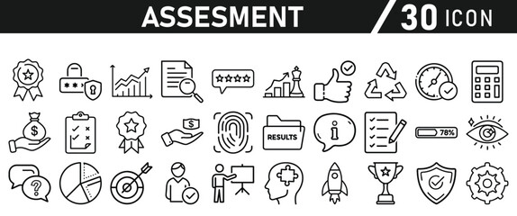 Assessment icon set. Icon in liner style for website and mobile app. Vector illustration