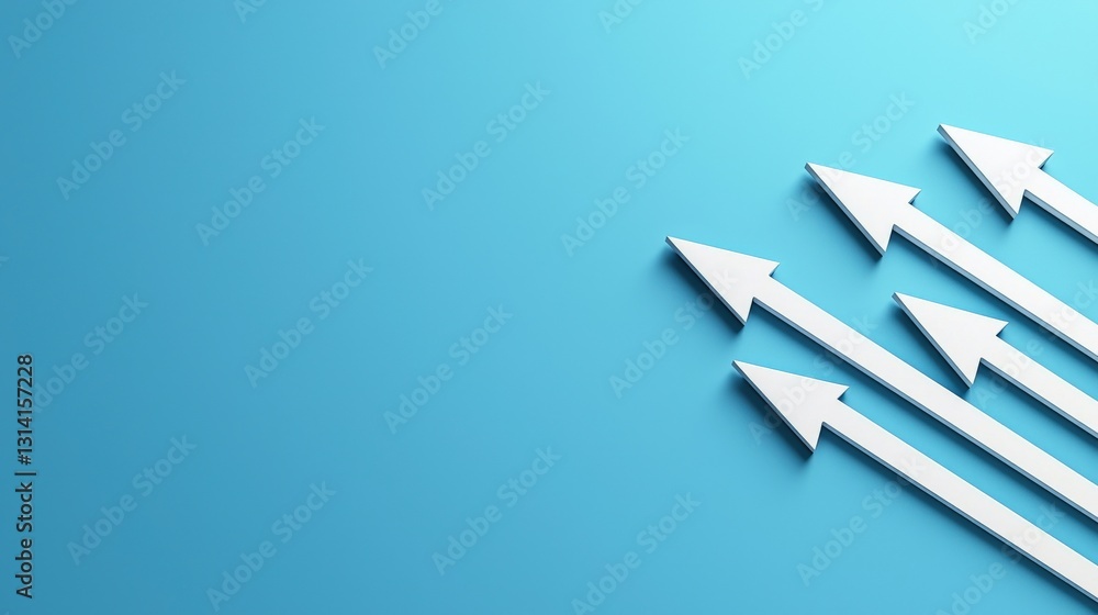Poster startup investment scaling concept. arrows pointing upward on a blue gradient background.