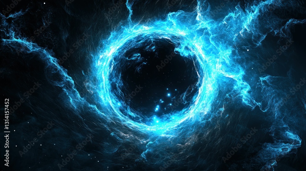 Poster an abstract representation of a celestial portal in space