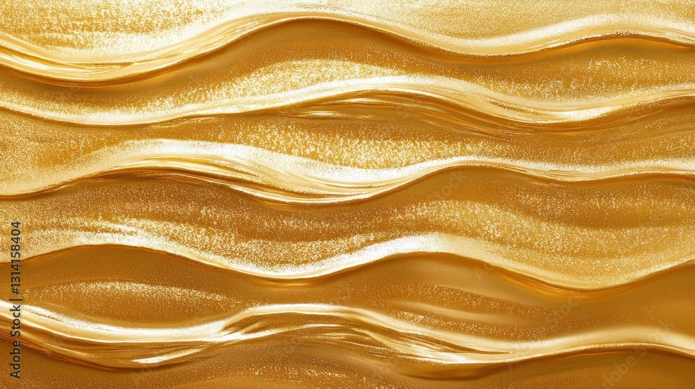 Poster abstract image of golden liquid waves flowing across the view
