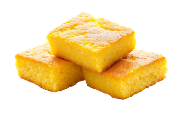 Paraguayan sopa paraguaya cornbread isolated on transparent white background