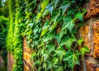 Obraz premium Weathered wall, ivy climbs, deep focus, rustic charm. Perfect backdrop.