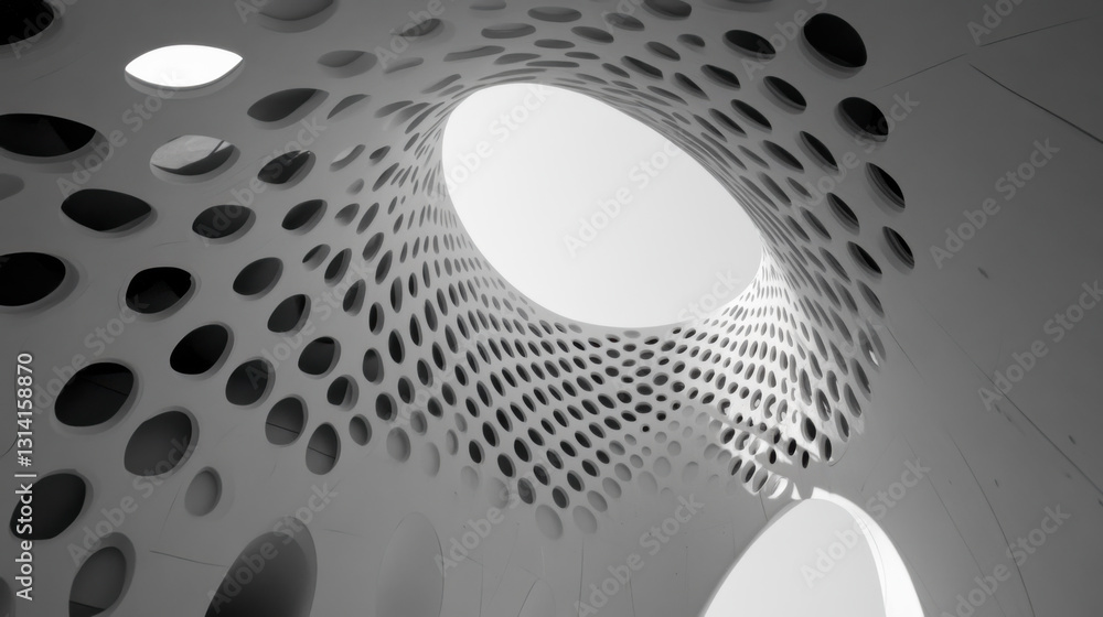 Aufkleber unique architectural design featuring circular patterns in a modern building interior set against a 