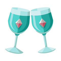 crystal wine glasses isolated on transparent background