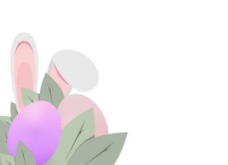 Easter. Rabbit and purple Easter egg. Banner, leaflet, flyer, postcard. PNG