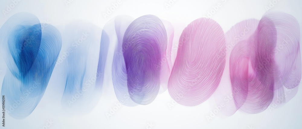 Poster abstract digital art piece with a white background. it consists of five overlapping circles in diffe