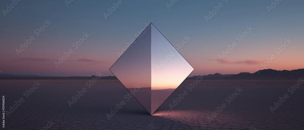 Aufkleber digital art piece that appears to be a photograph of a desert landscape. in the center of the image,