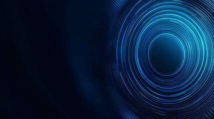 Abstract Blue Circular Technology Background With Glowing Particles and Light Streaks