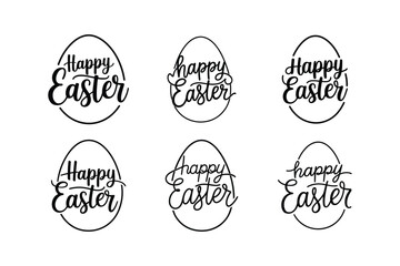 Fototapeta premium Happy easter typography set vector illustration