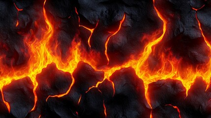 Fiery Lava Flow Abstract Texture of Molten Rock, Heat,Volcano