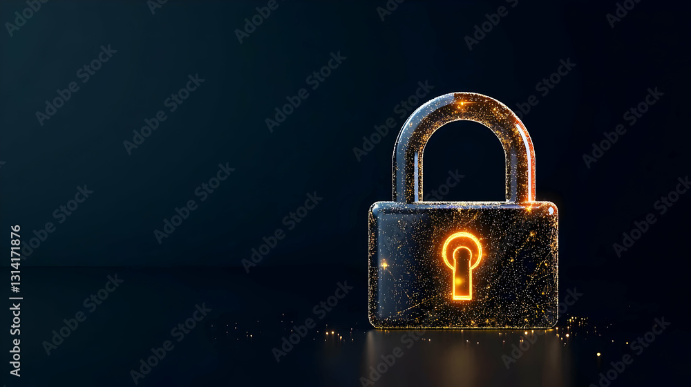 Aufkleber glowing padlock on dark background symbolizing digital security in cybersecurity and data protection