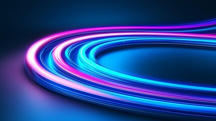 Vibrant Neon Light Trails in Motion