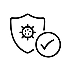 Obraz premium Line icon of a shield symbolizing protection against allergies on a transparent background