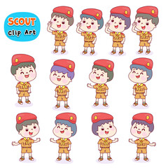 Little Boy Scout Character Vector.