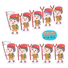 Little Boy Scout Character Vector.