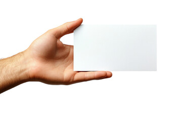 Obraz premium Hand Holding Blank White Card: Perfect for Mockups and Presentations