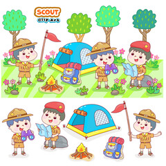 Little Boy Scout Character Vector.