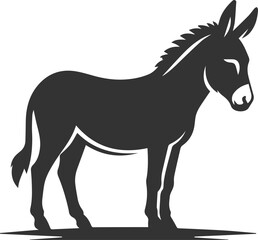 Donkey standing still head slightly tilted vector silhouette animal design