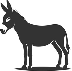 Donkey standing still head slightly tilted vector silhouette animal design