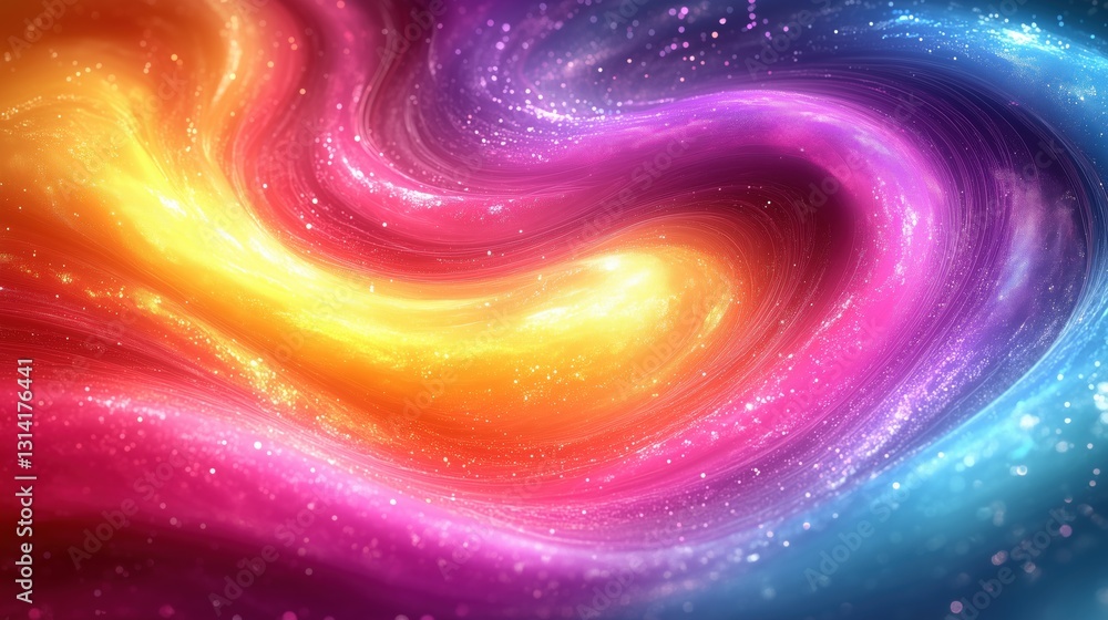 Aufkleber colorful swirling abstract art with vibrant hues and star-like sparkles creating a cosmic atmosphere