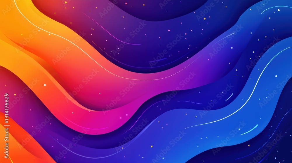Poster colorful waves of abstract art display vibrant hues in bold gradients across a dark background