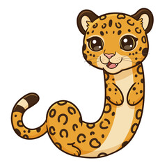 J is for Jaguar, Letter J, Cartoon animal alphabet. © Pagarung