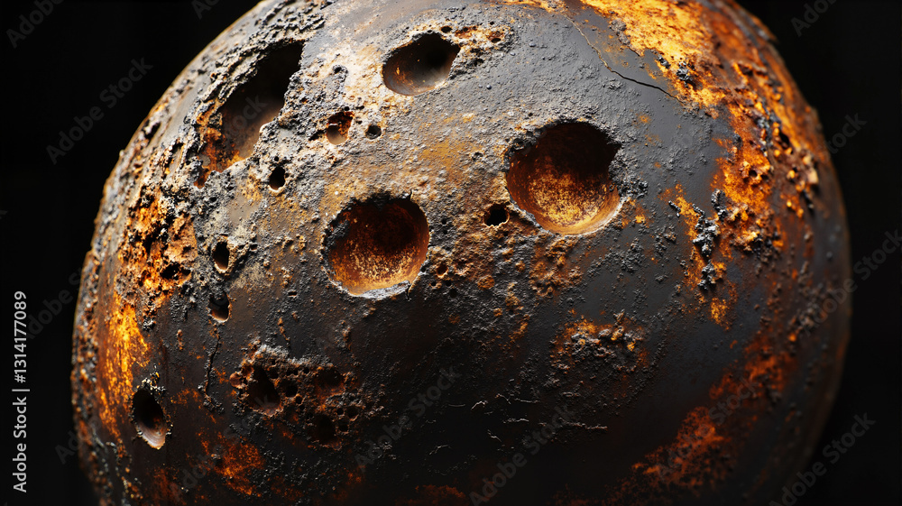 Aufkleber the image shows a close up of a rusty metal object with holes in it