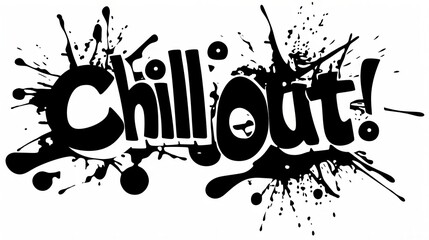 Chill Out! graffiti lettering, typography handwriting font, spray wall art text design