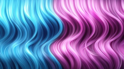 Obraz premium Colorful wavy hair design featuring blue and pink shades in a striking artistic pattern