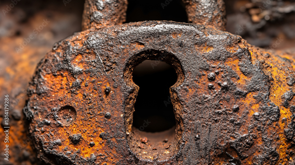 Aufkleber the image shows a close up of a rusty padlock with a keyhole in the center. the padlock is covered i