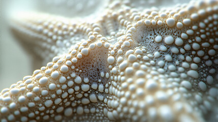 The image shows a close up of a starfish on a white background. Its star-like structure is clearly visible