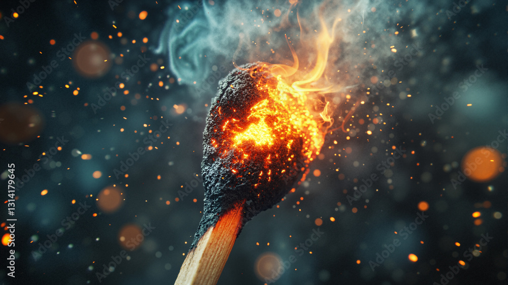 Poster the image shows a matchstick with a burning matchstick in the middle of it