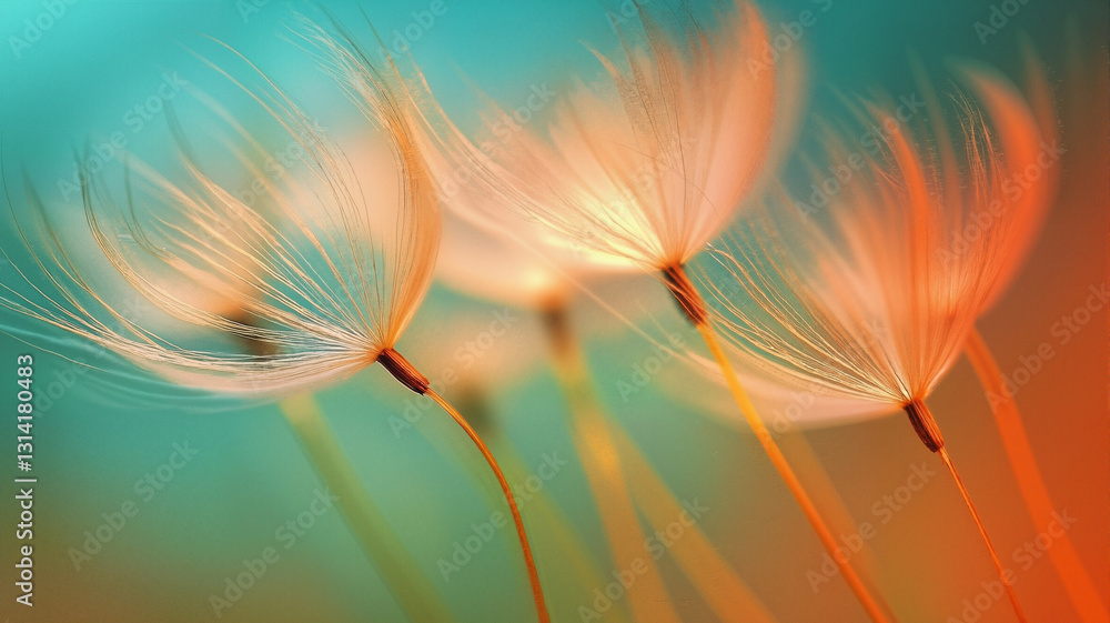Poster the image shows a close up of a dandelion with its long