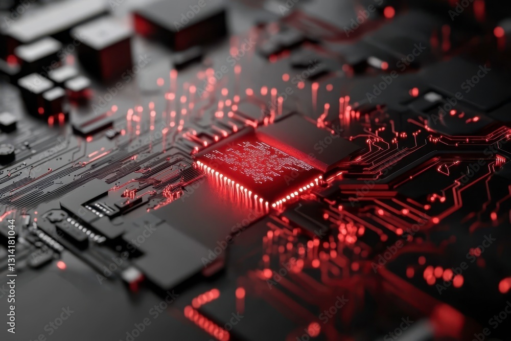 Aufkleber modern glowing circuit board on dark background. computer technology concept for innovative projects