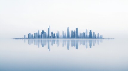 Fototapeta premium City Skyline Reflection on Calm Water