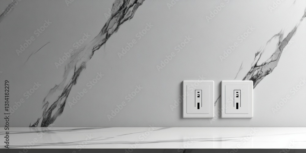 Poster sleek and modern electrical outlets complementing a stylish marble backdrop in a home generative ai