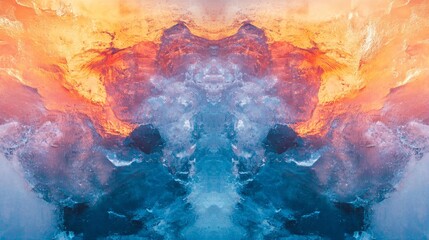 Fototapeta premium Vibrant Abstract Wave Patterns in Deep Blue and Bright Orange Tones