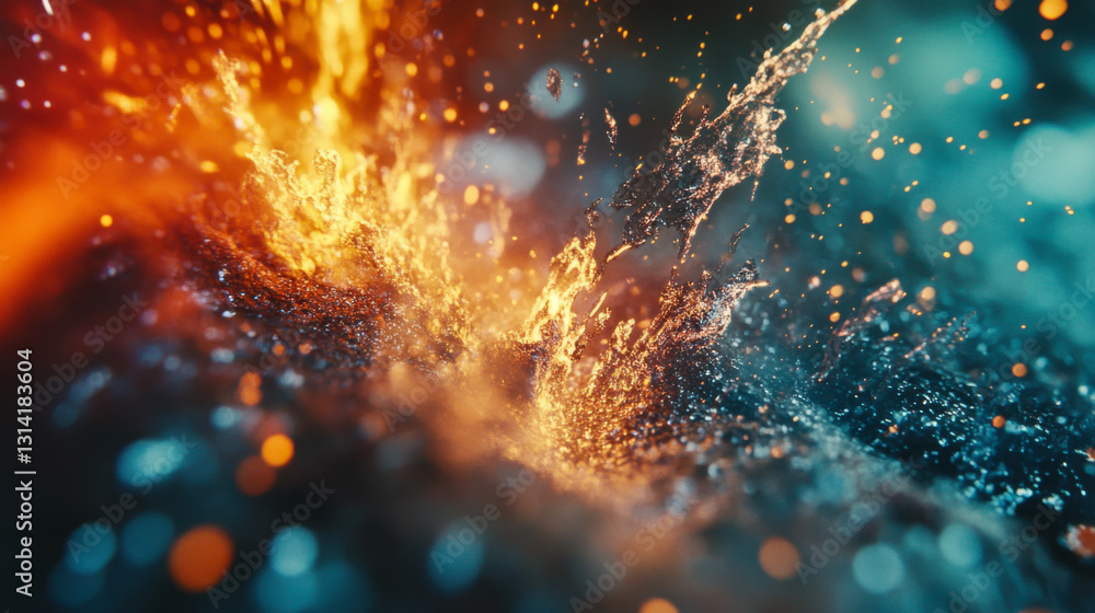 Aufkleber vivid representation of fire and water interacting in an abstract composition with dynamic colors an