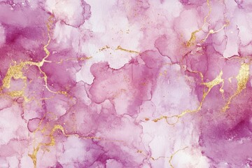 Abstract dusty blush liquid watercolor background with golden crackers. Pastel pink marble alcohol ink drawing effect.  illustration design template for wedding