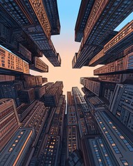 Financial District with Tall Modern Buildings