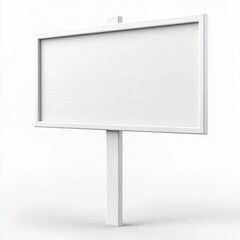 Fototapeta premium 3D rendering of a blank white signboard with a pole, isolated on a white background. The design is simple, with flat colors, a white metal frame, and a modern aesthetic.