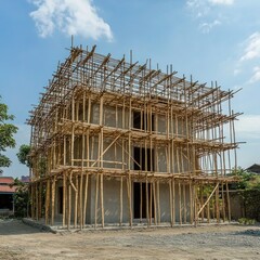 A temporary airport terminal constructed for remote areas with limited infrastructure