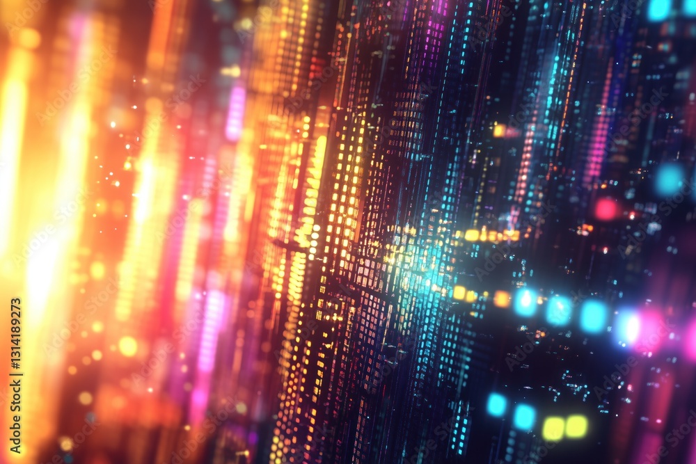 Poster futuristic data stream flowing through cyberspace in a colorful 3d render