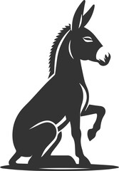 Donkey sitting down with ears perked up vector silhouette animal design