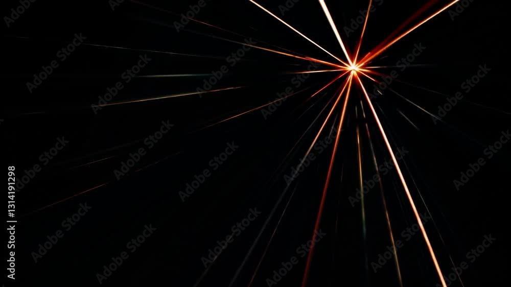 Poster abstract background showing bright orange light beams expanding from the center on a black backgroun
