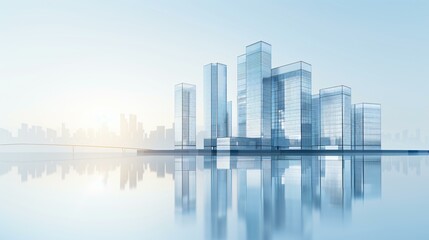 Naklejka premium Smart city skyscraper blueprint, integrated digital building plan, AI-driven architecture design