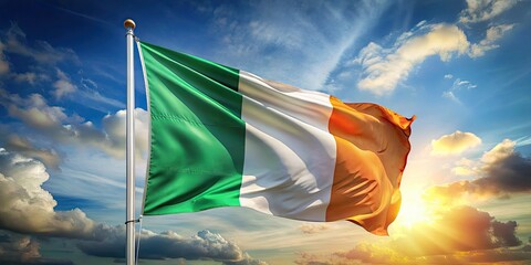 Immersive HD animation showcases Ireland's flag, evolving dynamically in 3D.