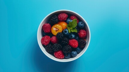 Colorful berry mix in white bowl